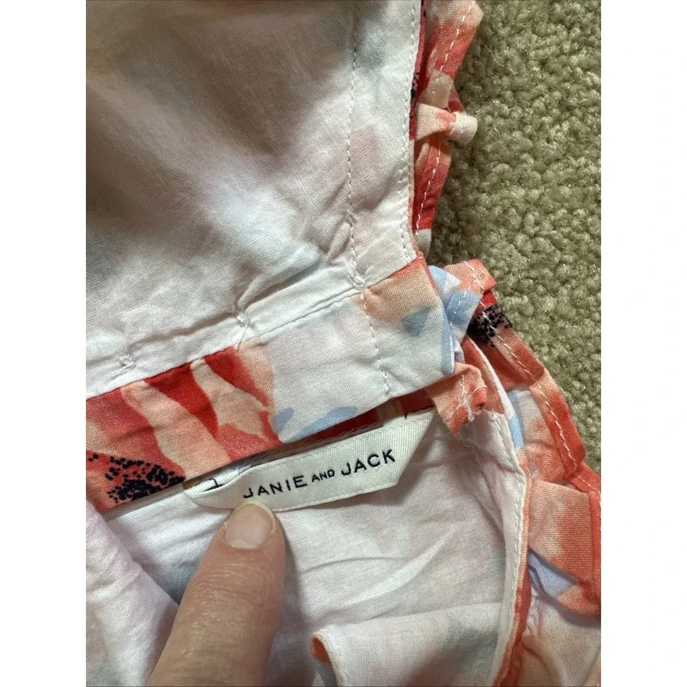 Janie and Jack Bright Mix Poppy Print Ruffle‎ Dress Girls Size 3 GUC